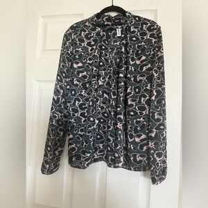 Design Lab Lord & Taylor Green and Pink Patterned Blouse